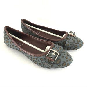 Izzy Womens Ballet Flats Faux Suede Leopard Print